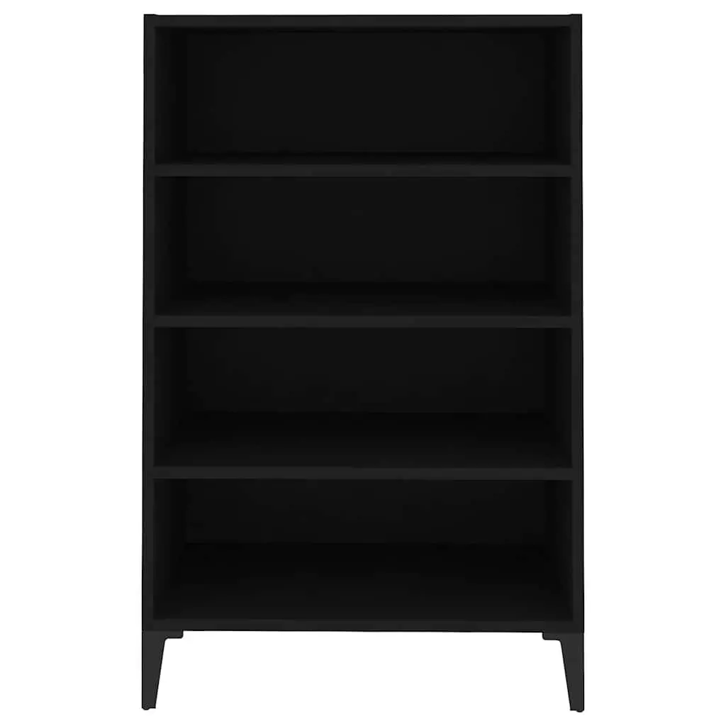 Black Sideboard Cabinet 4 Shelves Living Room Storage Furniture Engineered Wood