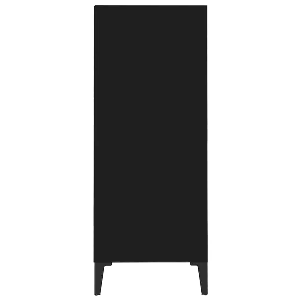 Black Sideboard Cabinet 4 Shelves Living Room Storage Furniture Engineered Wood