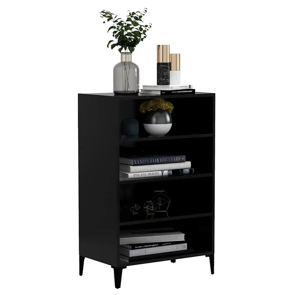 Black Sideboard Cabinet 4 Shelves Living Room Storage Furniture Engineered Wood