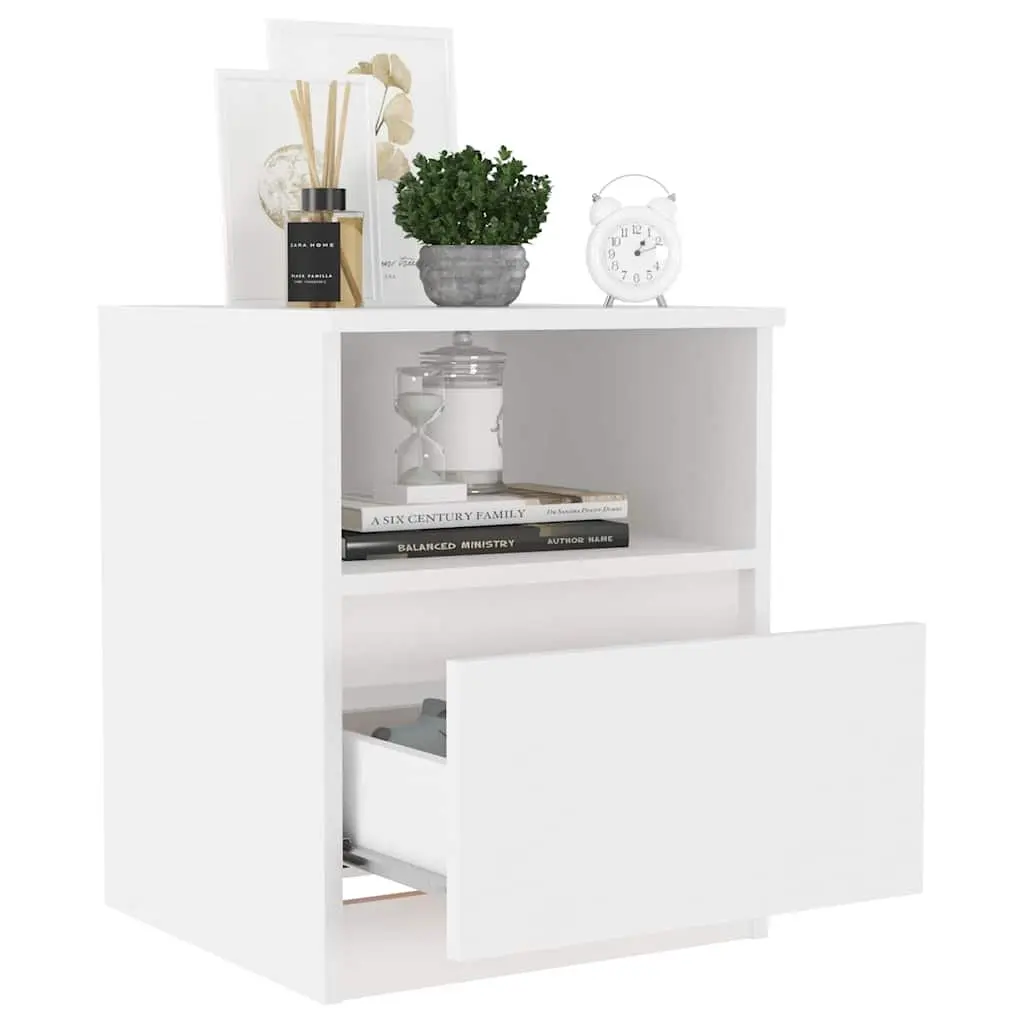 Bedside Table White Nightstand Cabinet Drawer Shelf Storage Organizer 40x40x50cm