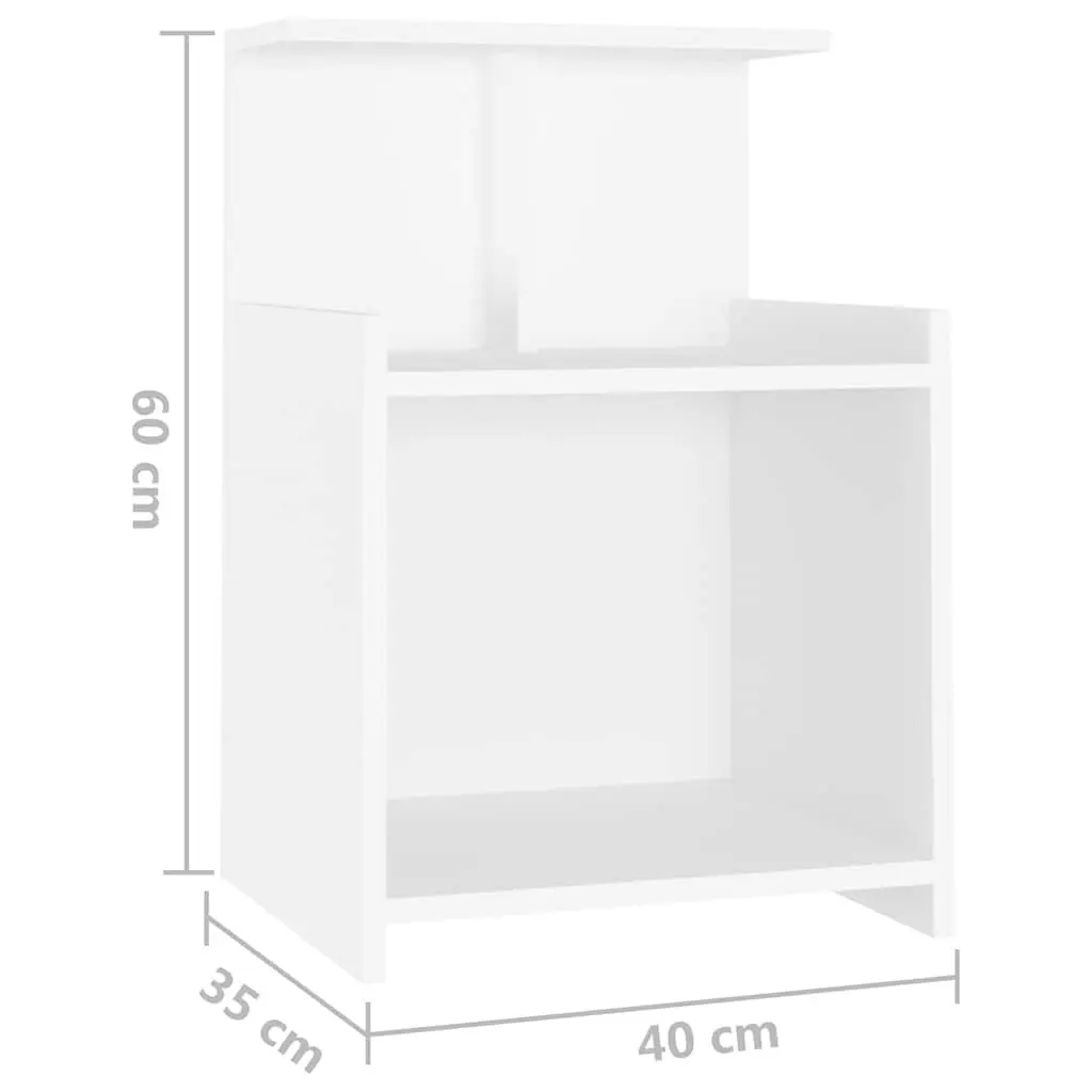 Bedside Tables for Bedroom 2 Piece White Nightstands with 3 Open Shelves