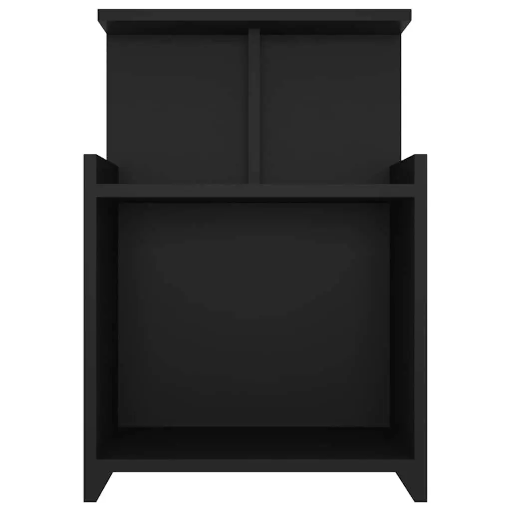 Bedside Tables Bedroom 40 x 35 x 60 cm Black 2 Piece Open Shelves Storage Side Cabinet