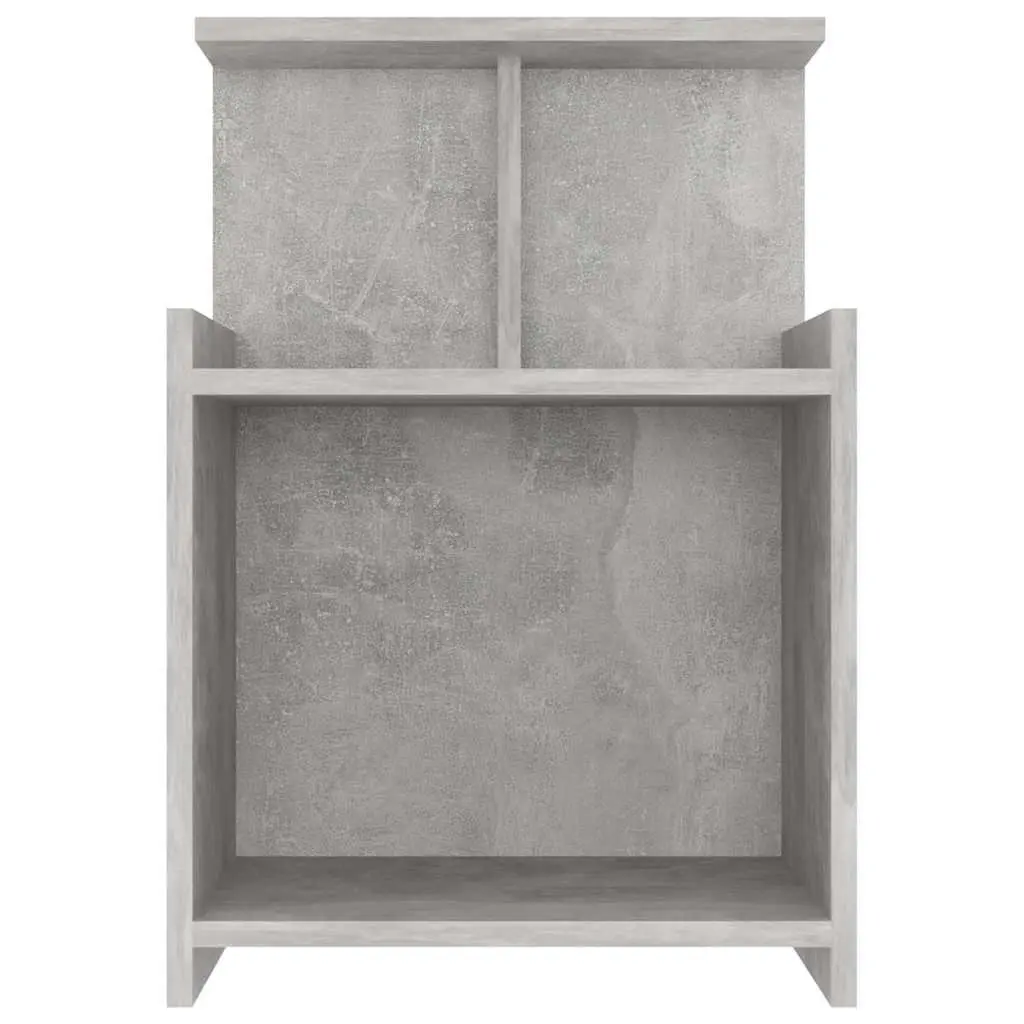 Grey Bedside Table 40x35x60cm with Open Shelves