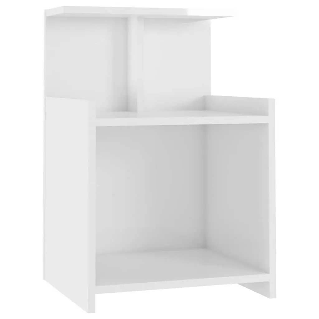 Bedside Tables 2pcs High Gloss White 40x35x60cm Nightstands Bed Cabinets Shelf