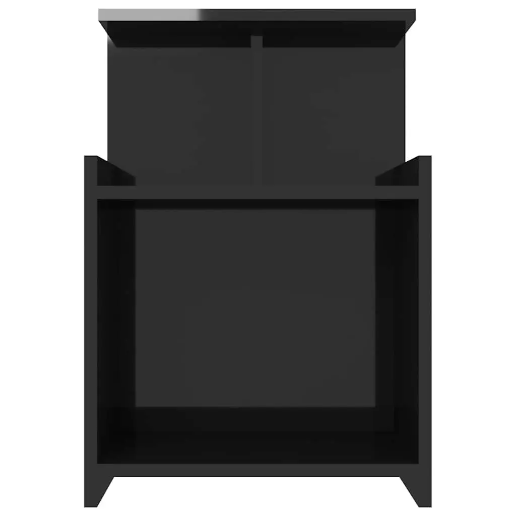 Bedside Tables for Bedroom 2 Piece High Gloss Black Nightstand Set