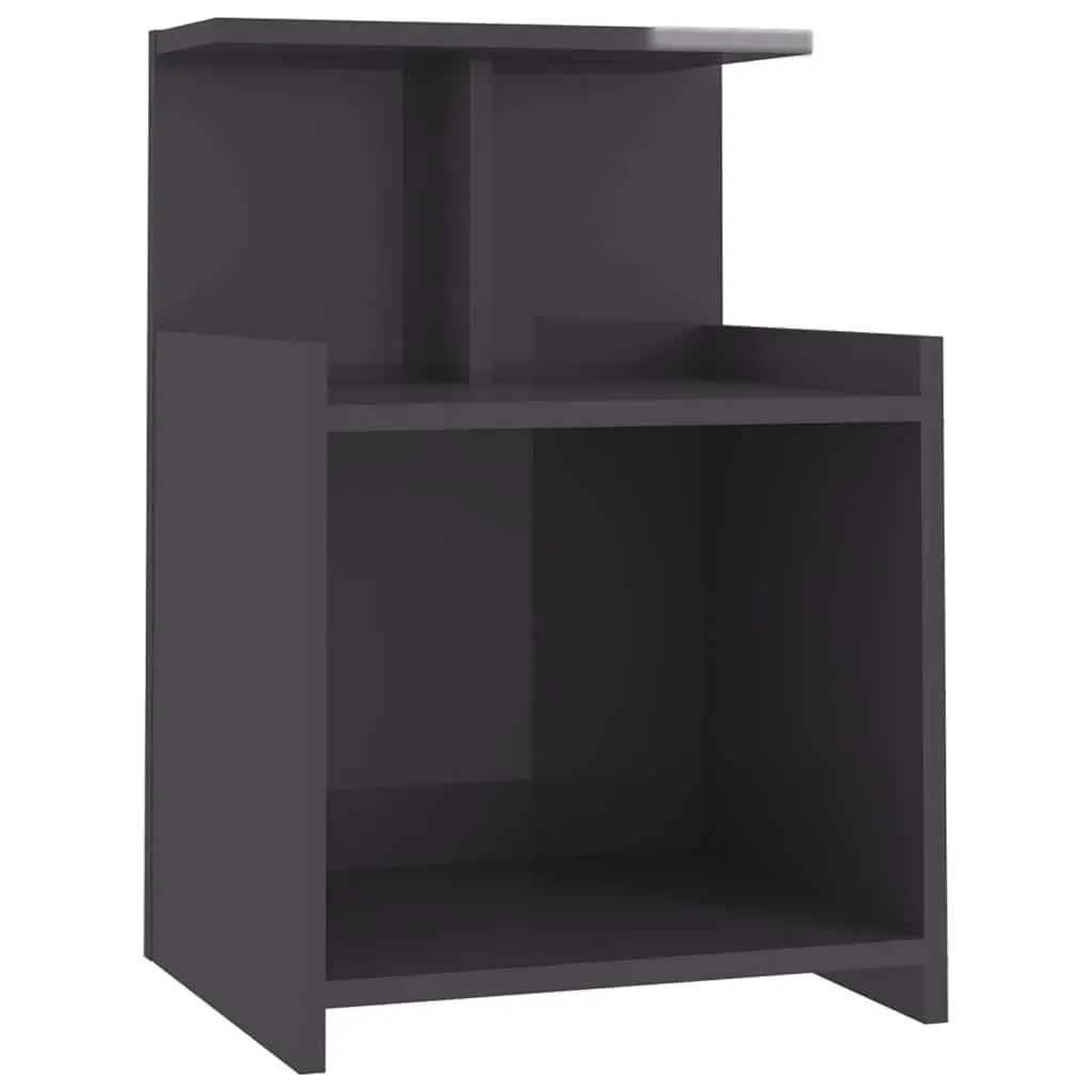Bedside Table 2 pcs High Gloss Grey 40x35x60 cm Side Cabinet Nightstand Storage