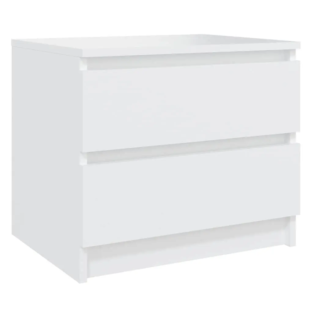 Bedside Table White 50x39x43.5 cm Storage Cabinet with Drawers Nightstand
