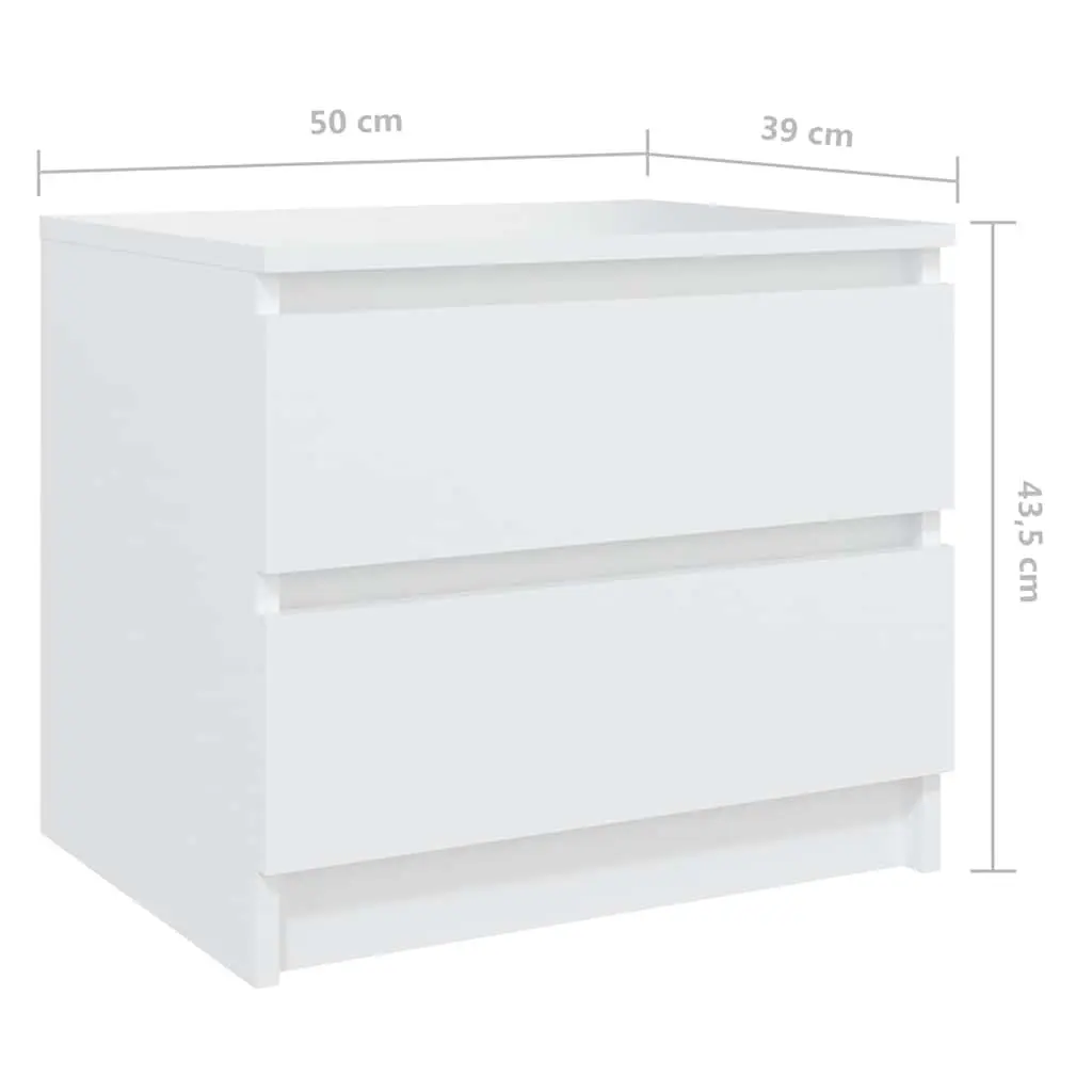 Bedside Table White 50x39x43.5 cm Storage Cabinet with Drawers Nightstand