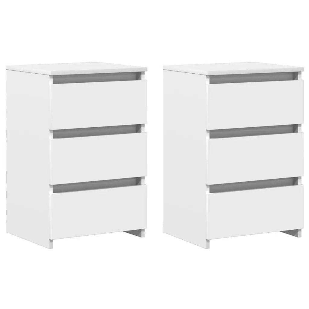 Bedside Tables Bedroom 2 Piece White Nightstands Storage