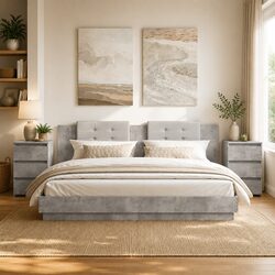 Specifications of Grey Bedside Tables - 2 pcs, 3 Drawers