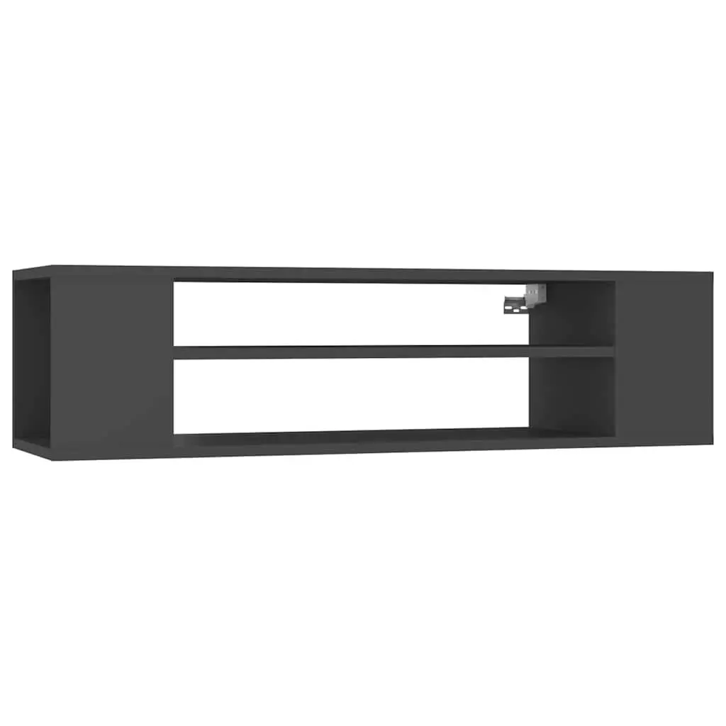 Grey Wall-Mounted TV Cabinet for Living Room with Open Compartments 100x30x26.5cm
