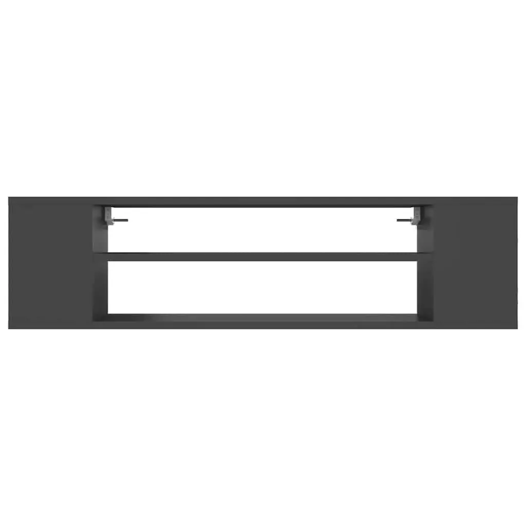 Grey Wall-Mounted TV Cabinet for Living Room with Open Compartments 100x30x26.5cm