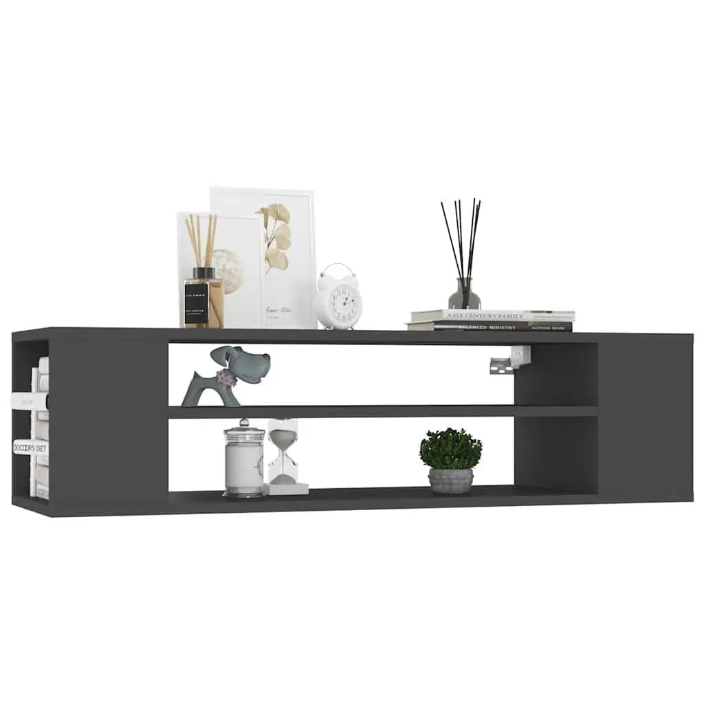Grey Wall-Mounted TV Cabinet for Living Room with Open Compartments 100x30x26.5cm