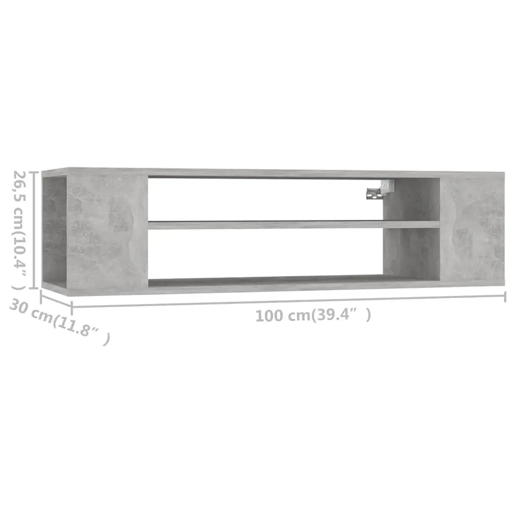 Hanging TV Cabinet for Interior Use Grey Wall-Mounted Lowboard 100 x 30 x 26.5 cm