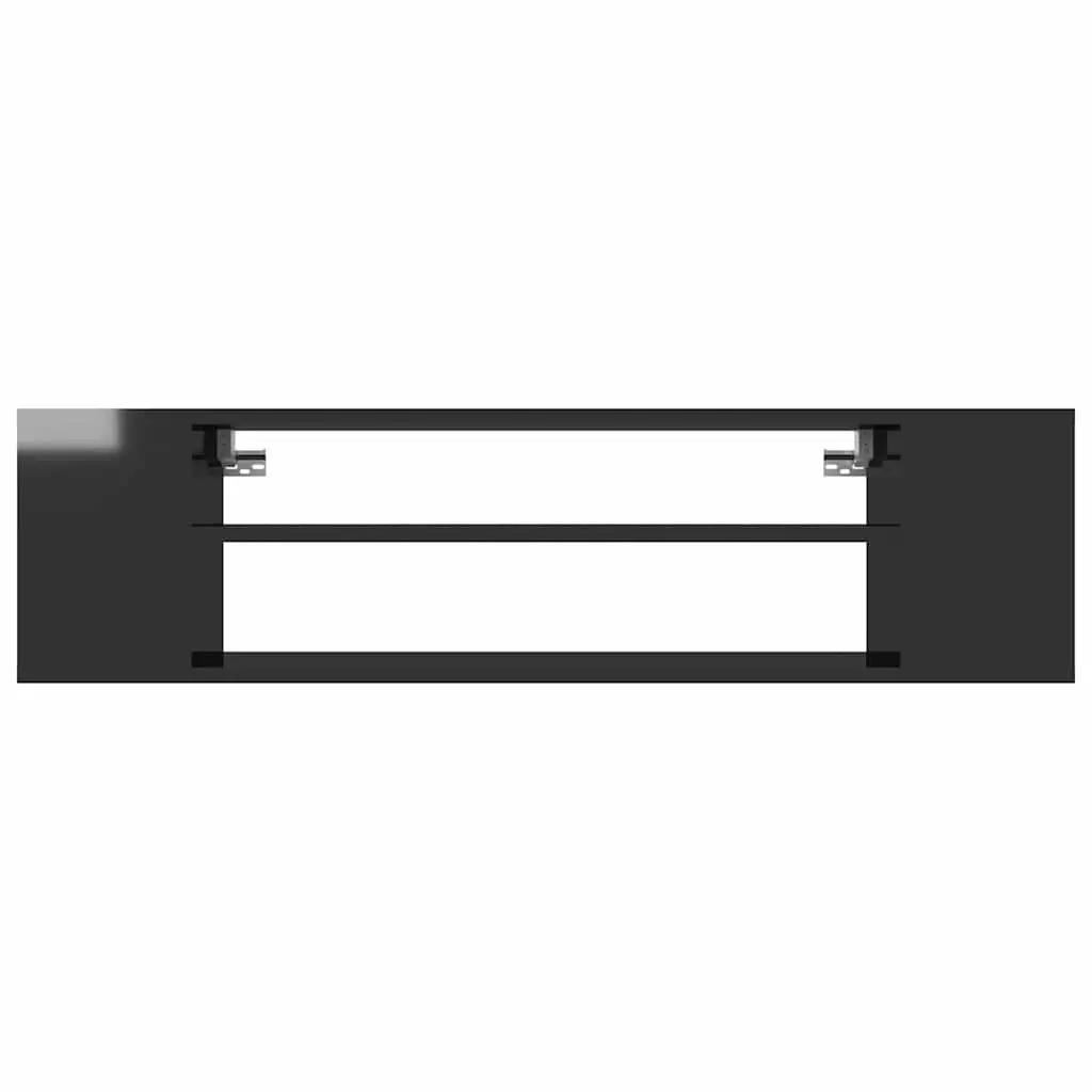 Wall-Mounted High Gloss Black TV Cabinet