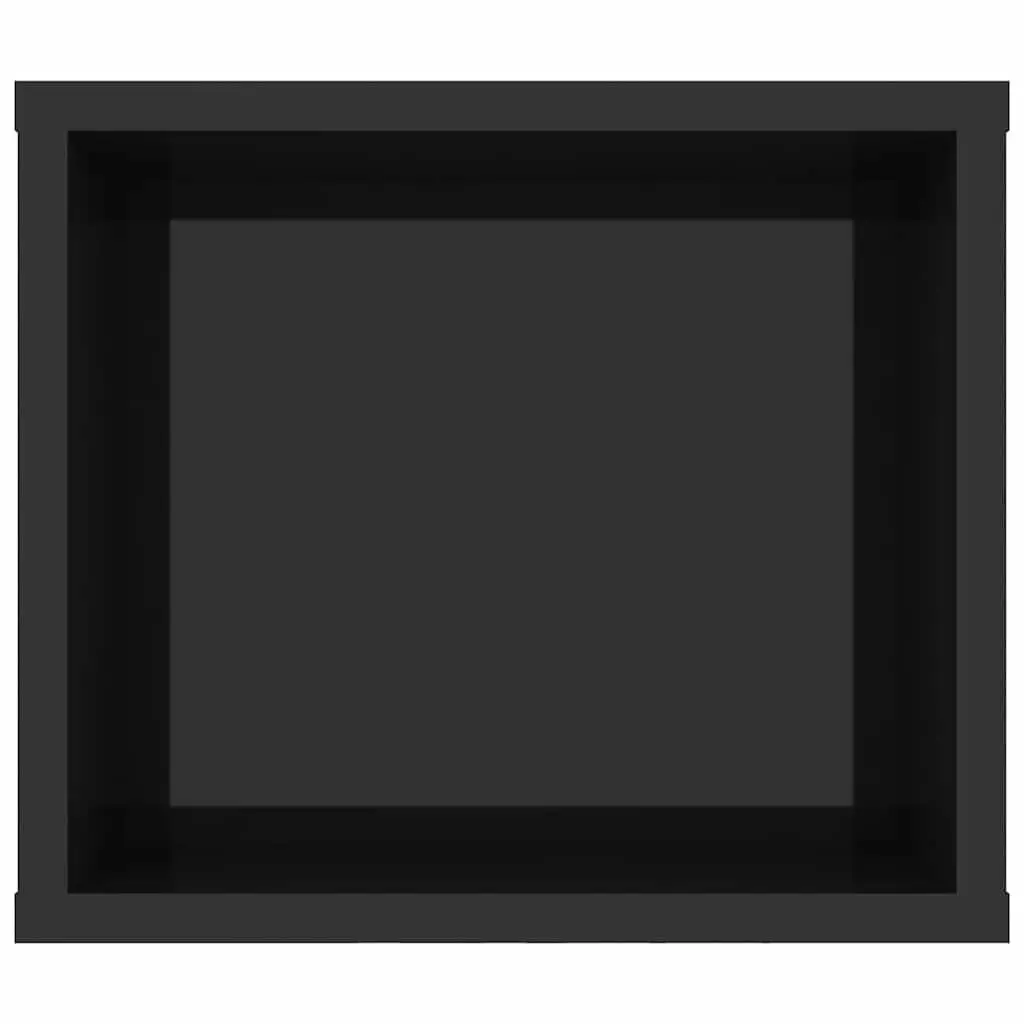 Wall-Mounted High Gloss Black TV Cabinet