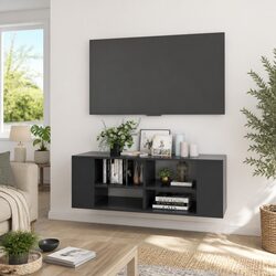 Wall-Mounted TV Cabinet: 102 x 35 x 35 cm, Grey Finish