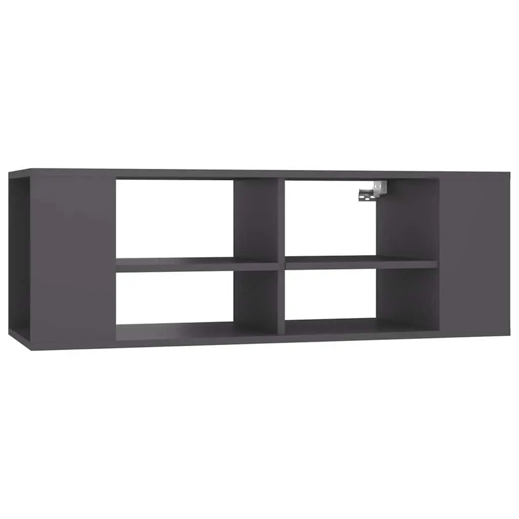 Wall-Mounted TV Cabinet Grey Storage Unit Living Room Bedroom 102 x 35 x 35 cm