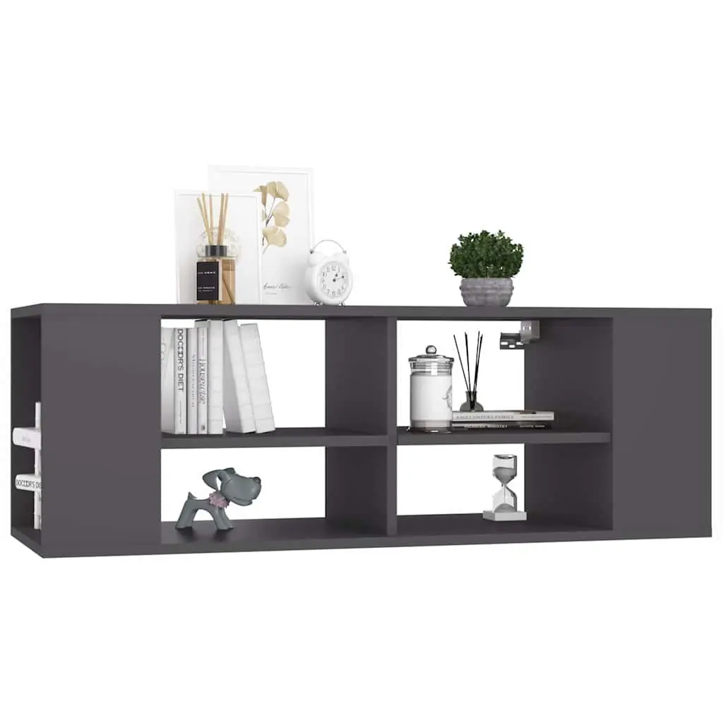 Wall-Mounted TV Cabinet Grey Storage Unit Living Room Bedroom 102 x 35 x 35 cm