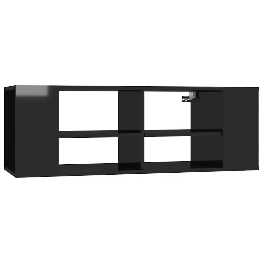 Wall-Mounted Black High Gloss TV Cabinet