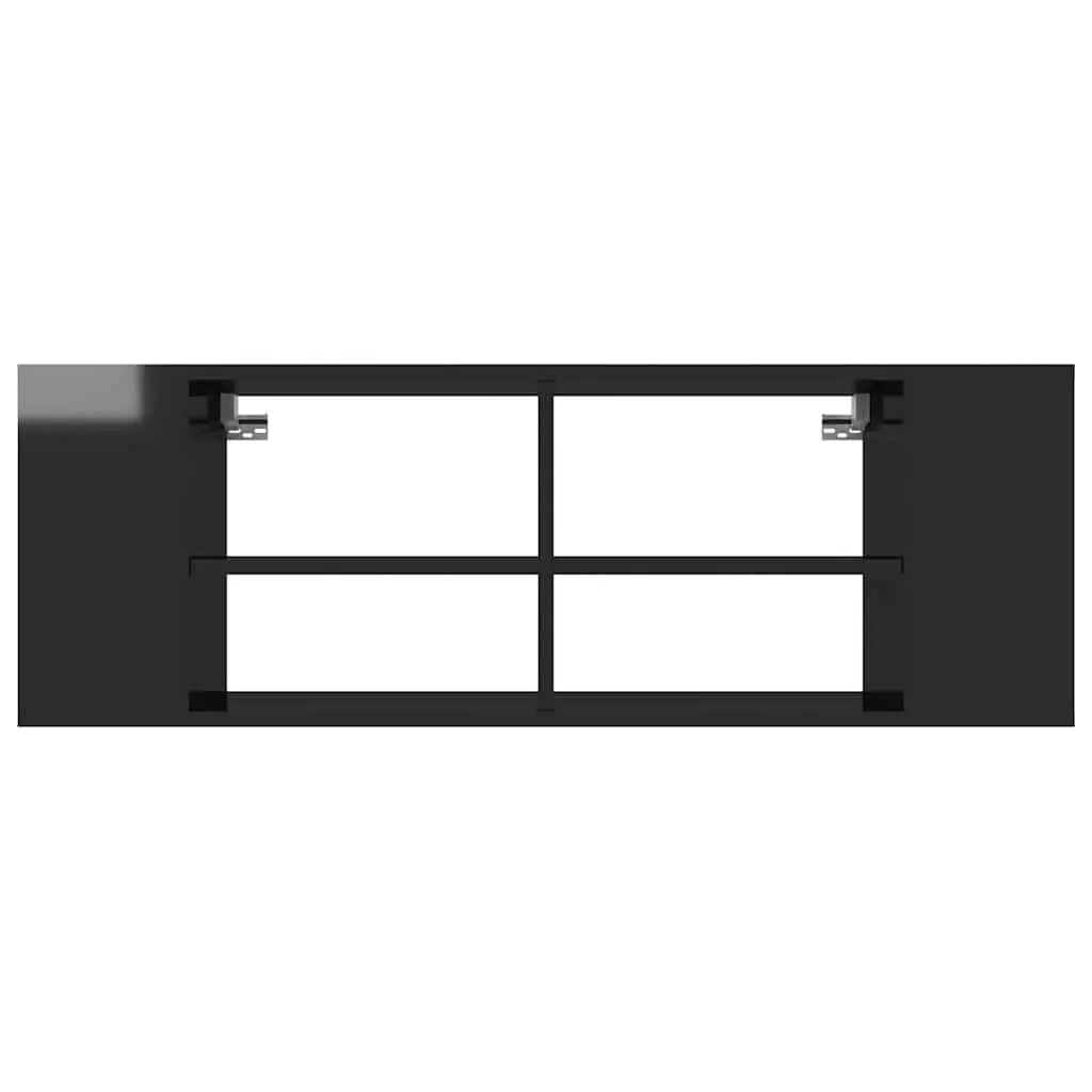 Wall-Mounted Black High Gloss TV Cabinet