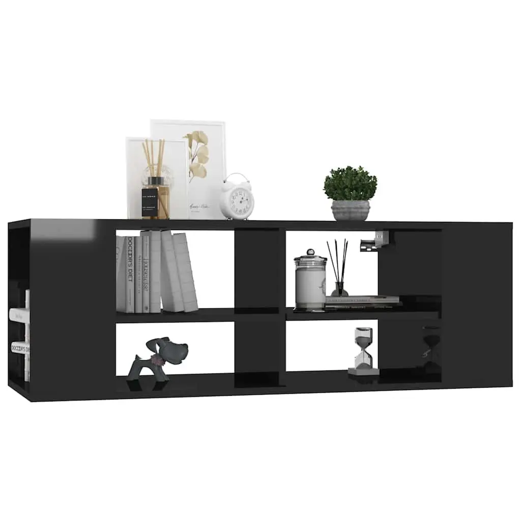 Wall-Mounted Black High Gloss TV Cabinet