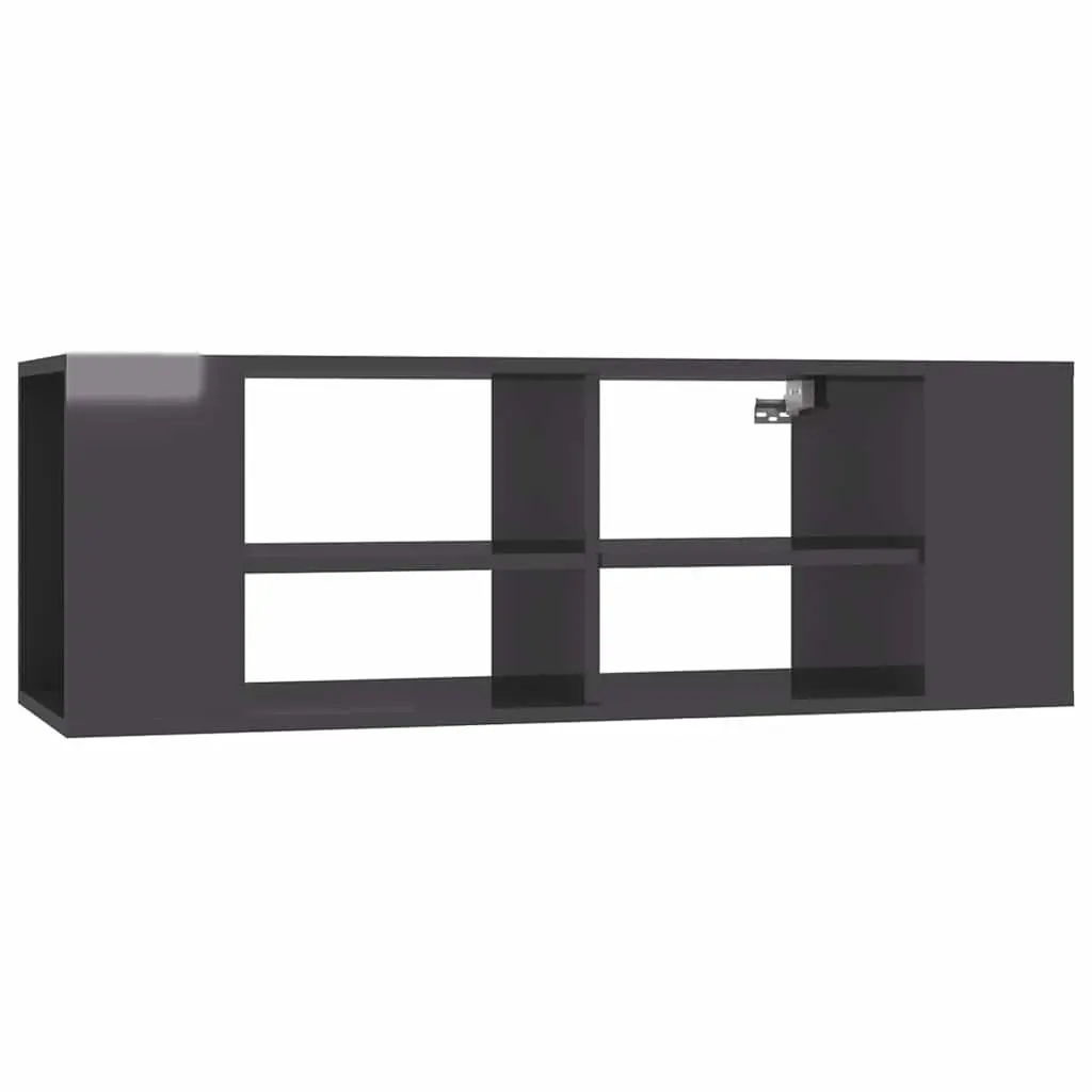 Grey High Gloss Wall-Mounted TV Cabinet