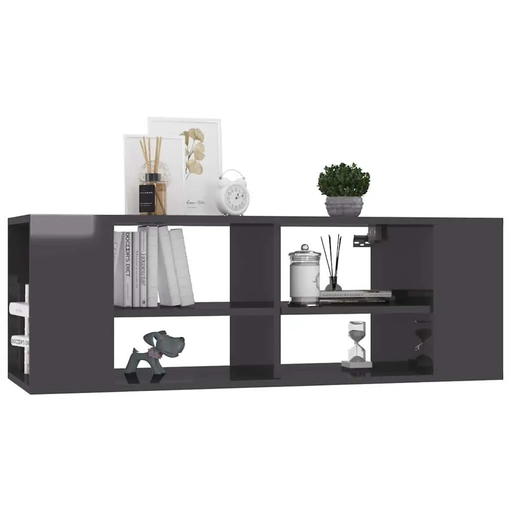 Grey High Gloss Wall-Mounted TV Cabinet