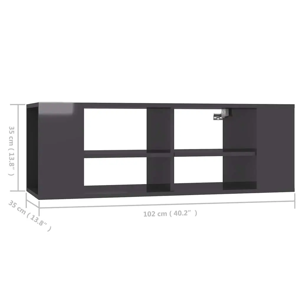Grey High Gloss Wall-Mounted TV Cabinet