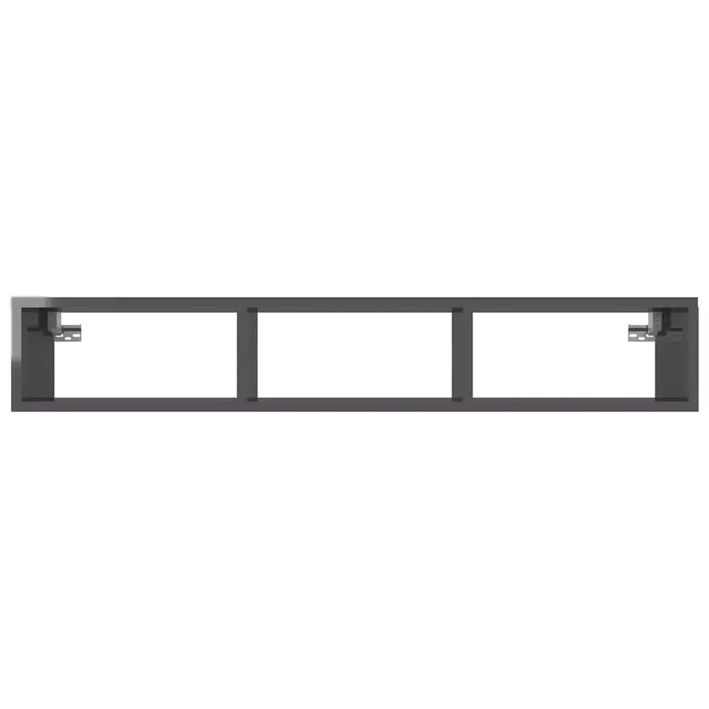 Wall Shelf Grey High Gloss Floating Cabinet Storage Organiser 102 x 30 x 17 cm
