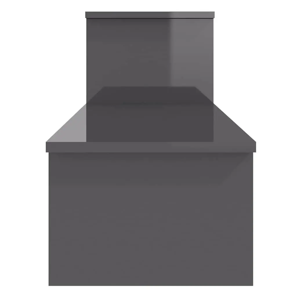 Grey Engineered Wood TV Cabinet with Adjustable Shelves
