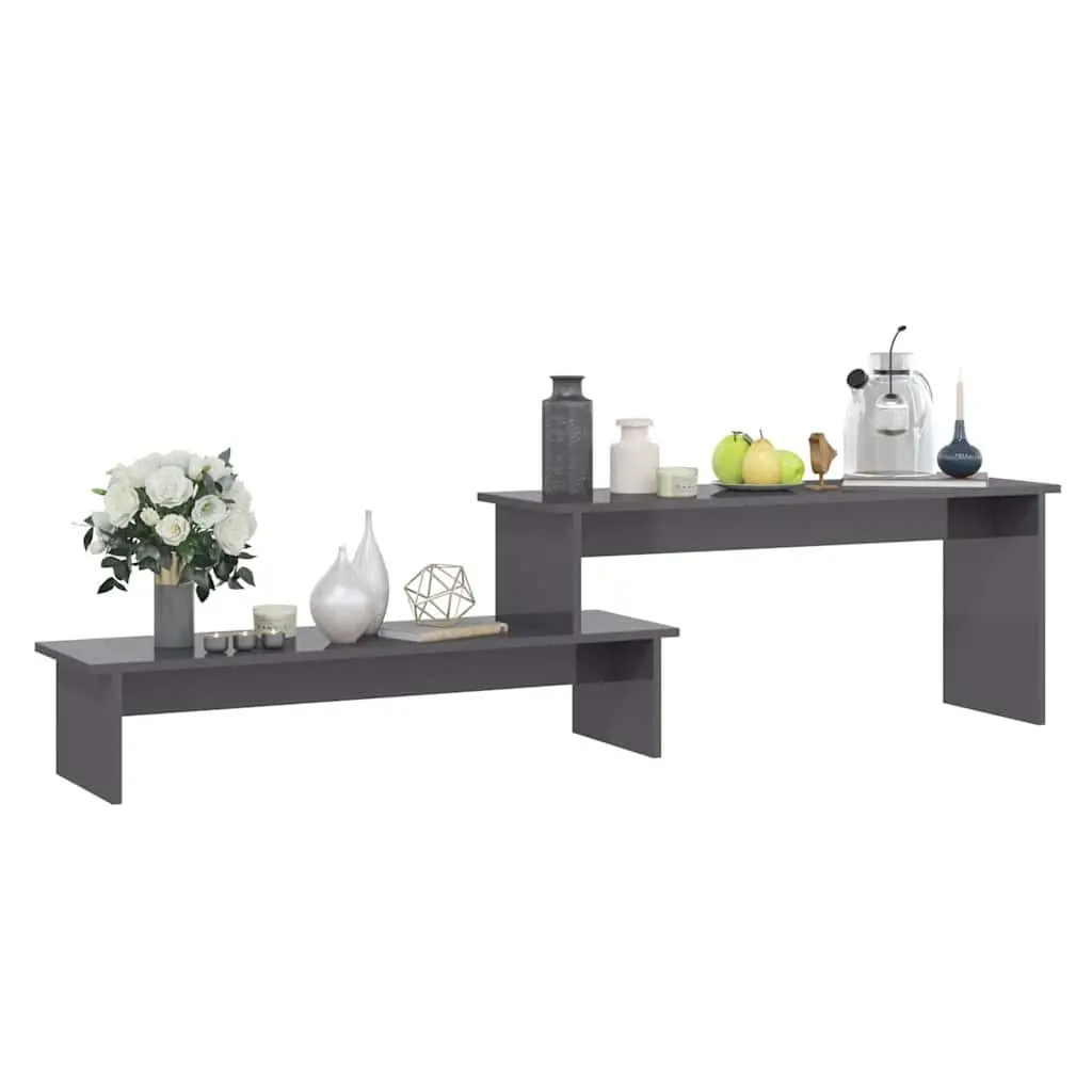 Grey Engineered Wood TV Cabinet with Adjustable Shelves
