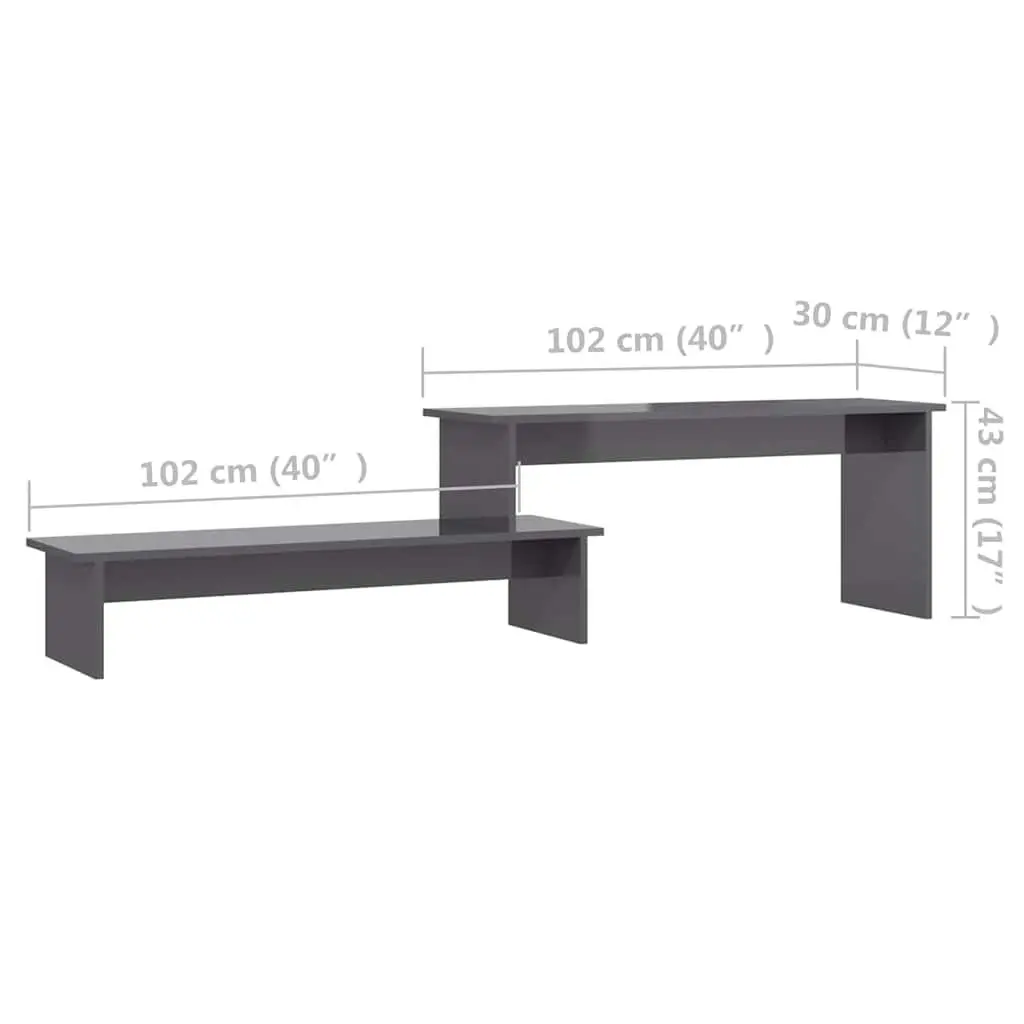 Grey Engineered Wood TV Cabinet with Adjustable Shelves