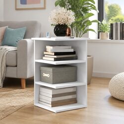 White Side Cabinet Specs: 35x35x55 cm, Engineered Wood, 3 Shelves