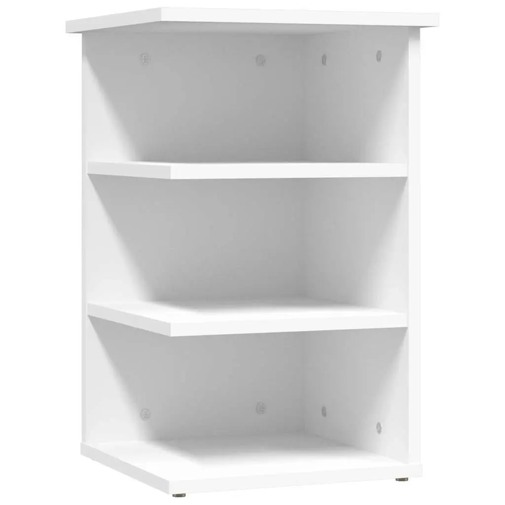 Side Cabinet Living Room Entryway White 3-Shelf Storage Buffet Engineered Wood