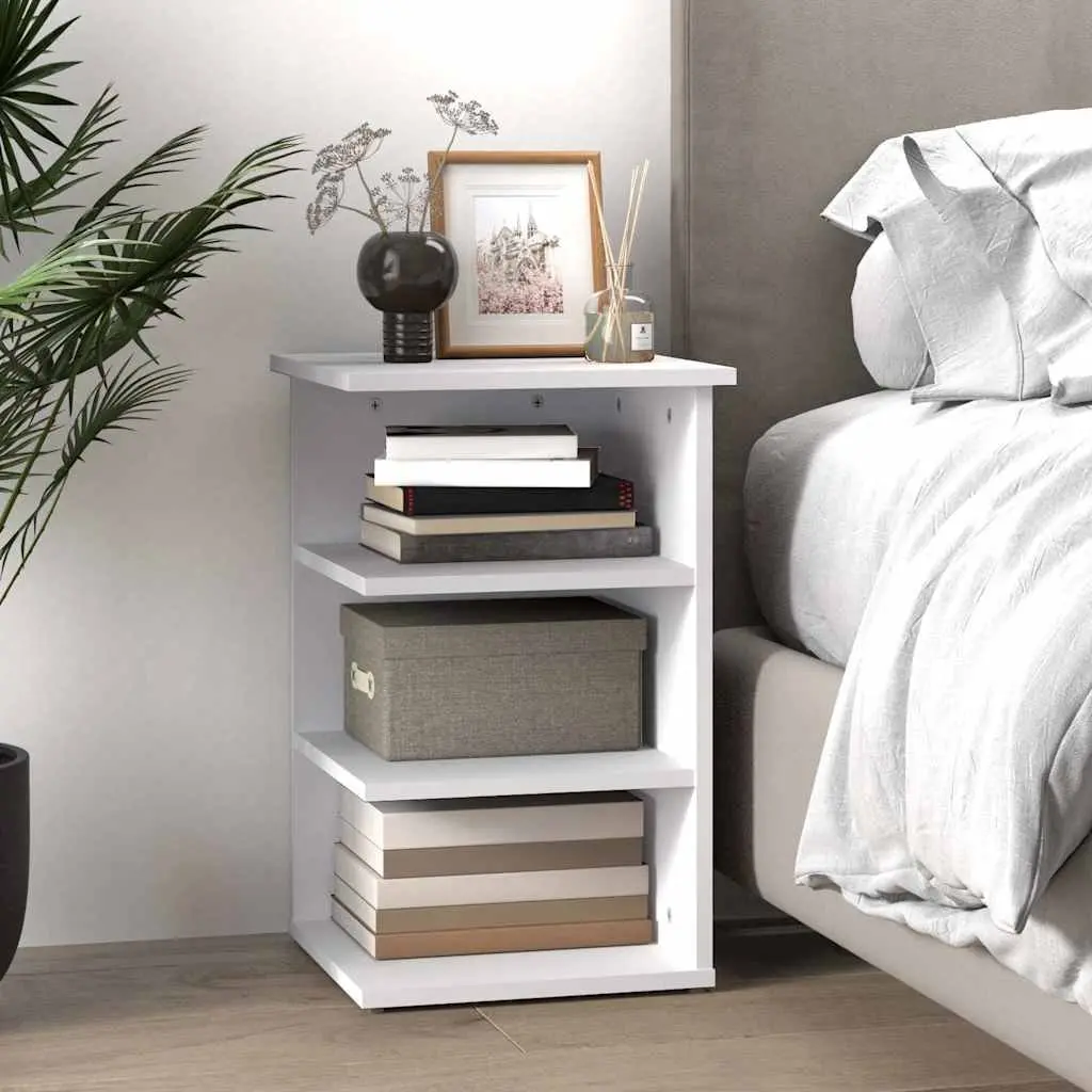 Side Cabinet Living Room Entryway White 3-Shelf Storage Buffet Engineered Wood