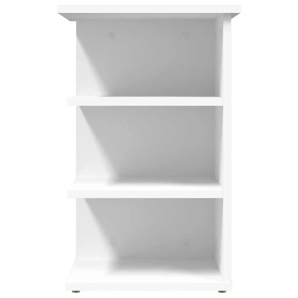 Side Cabinet Living Room Entryway White 3-Shelf Storage Buffet Engineered Wood