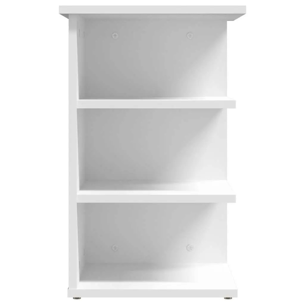 Side Cabinet Living Room Entryway White 3-Shelf Storage Buffet Engineered Wood