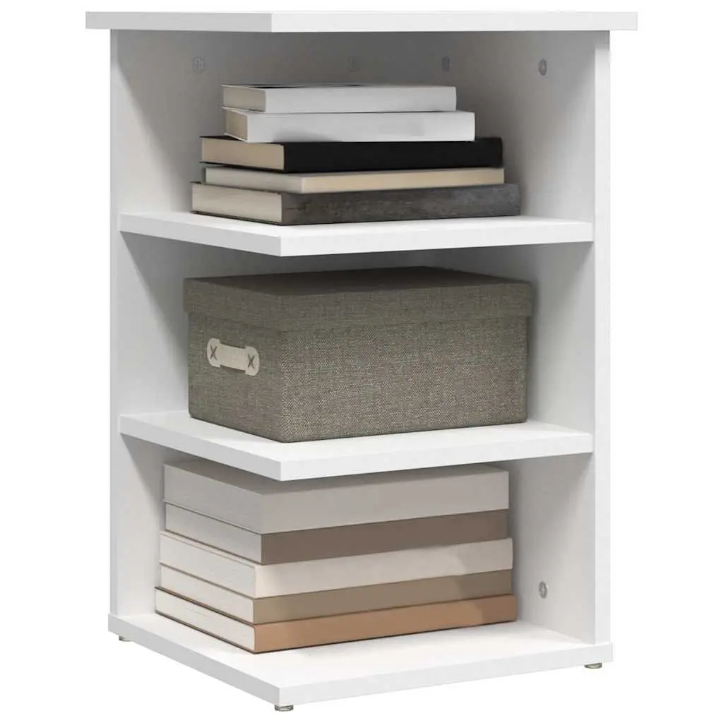 Side Cabinet Living Room Entryway White 3-Shelf Storage Buffet Engineered Wood
