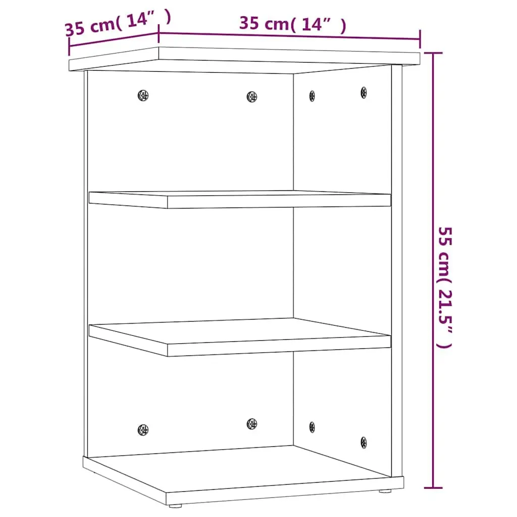 Side Cabinet Living Room Entryway White 3-Shelf Storage Buffet Engineered Wood