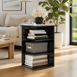 Grey Engineered Wood Side Cabinet with Shelves