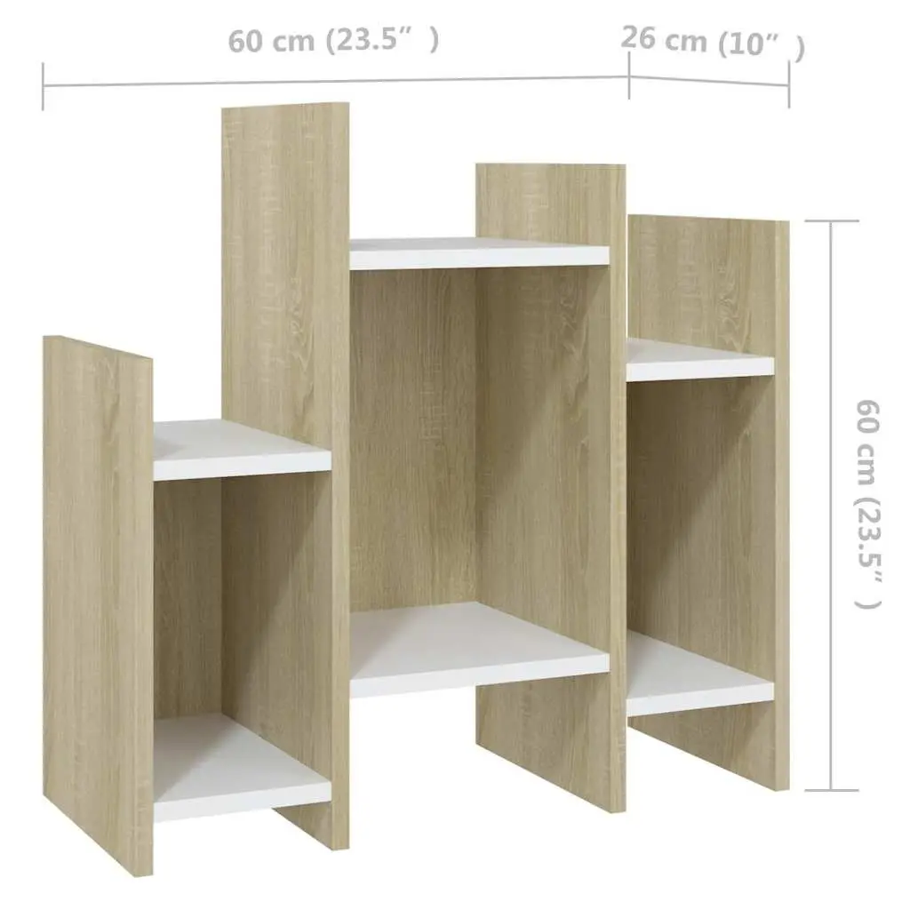 Side Cabinet Storage Unit for Living Room 60 x 26 x 60 cm Brown Sonoma Oak White Engineered Wood