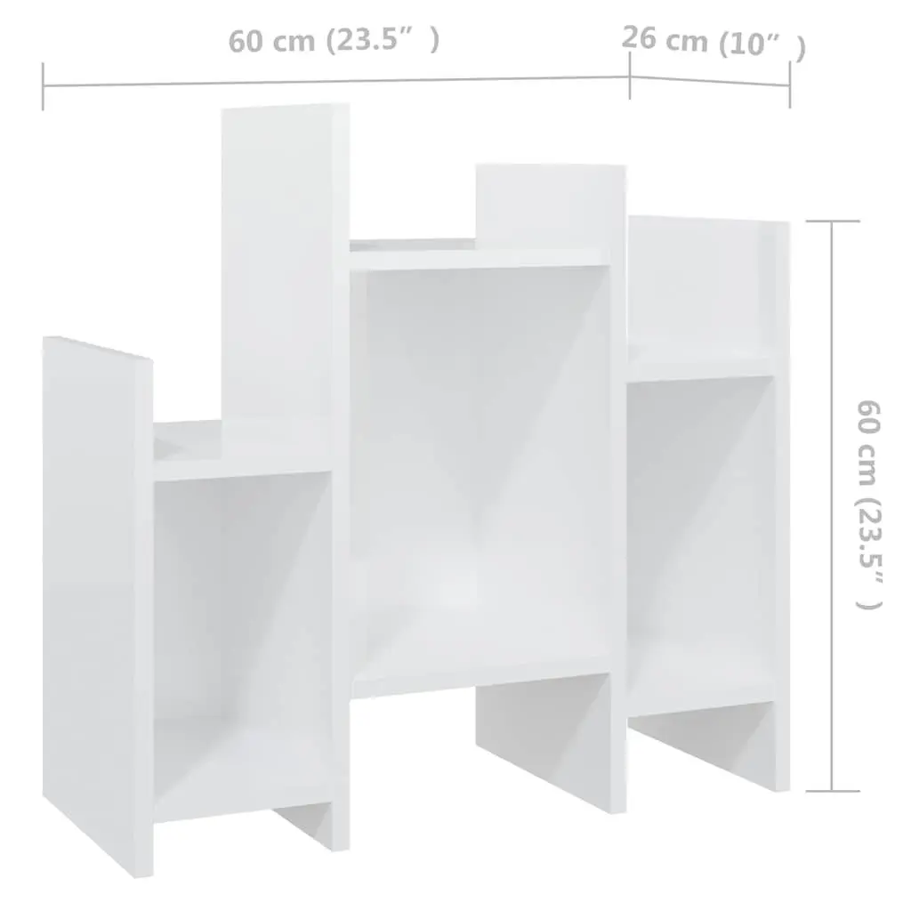 Side Cabinet Living Room Storage High Gloss White 60x26x60 cm