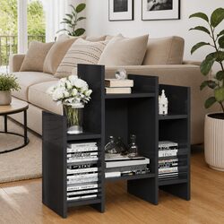 Grey Side Cabinet Specifications: 6 Shelves, Engineered Wood