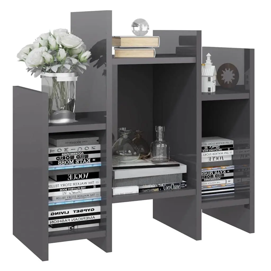 Grey Side Cabinet Storage Unit 6 Shelves Sideboard Buffet Living Room Furniture