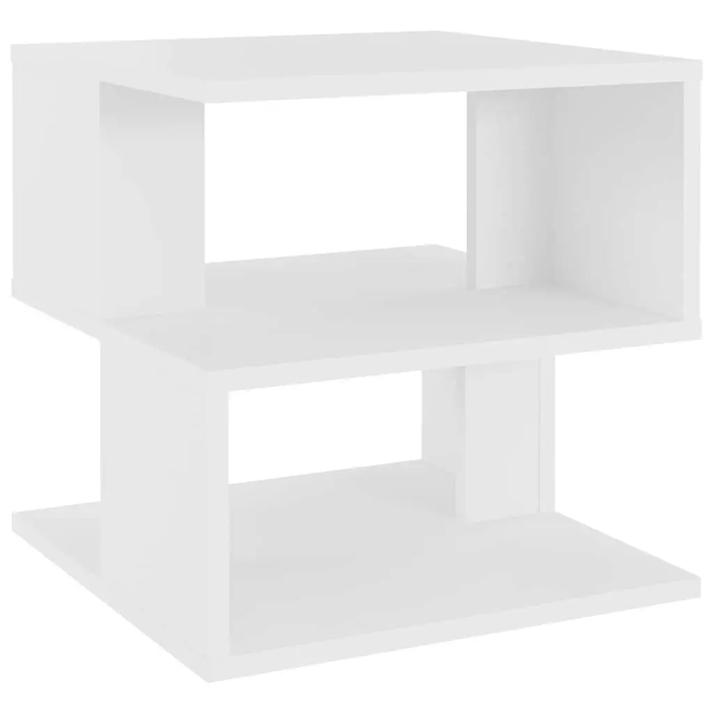 White End Table for Living Room 40 x 40 x 40 cm with 2 Shelves Modern Accent Storage Side Table Furniture