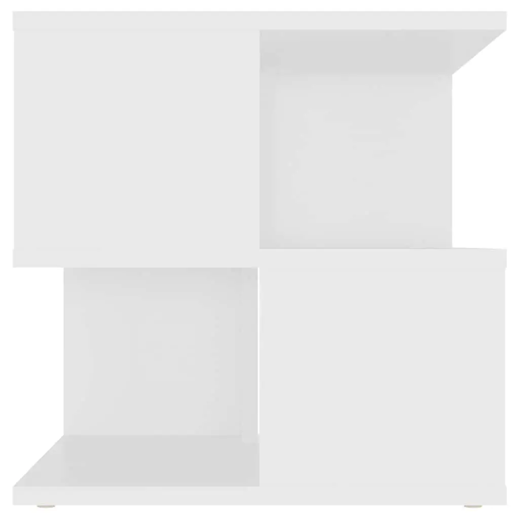 White End Table for Living Room 40 x 40 x 40 cm with 2 Shelves Modern Accent Storage Side Table Furniture