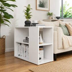 White 2 Shelf Side Cabinet Storage Unit, 60x30x50cm