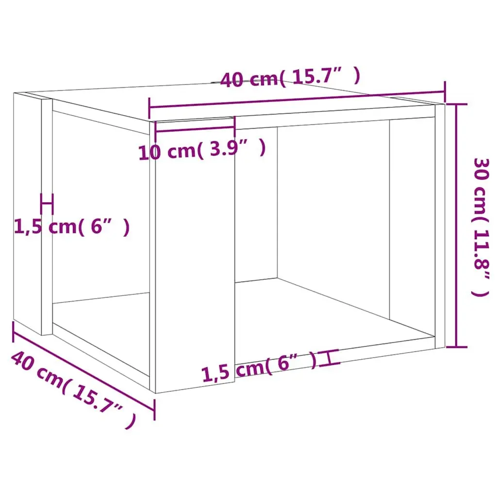 Coffee Table Living Room 40W x 40D x 30H cm with Storage Shelf Engineered Wood