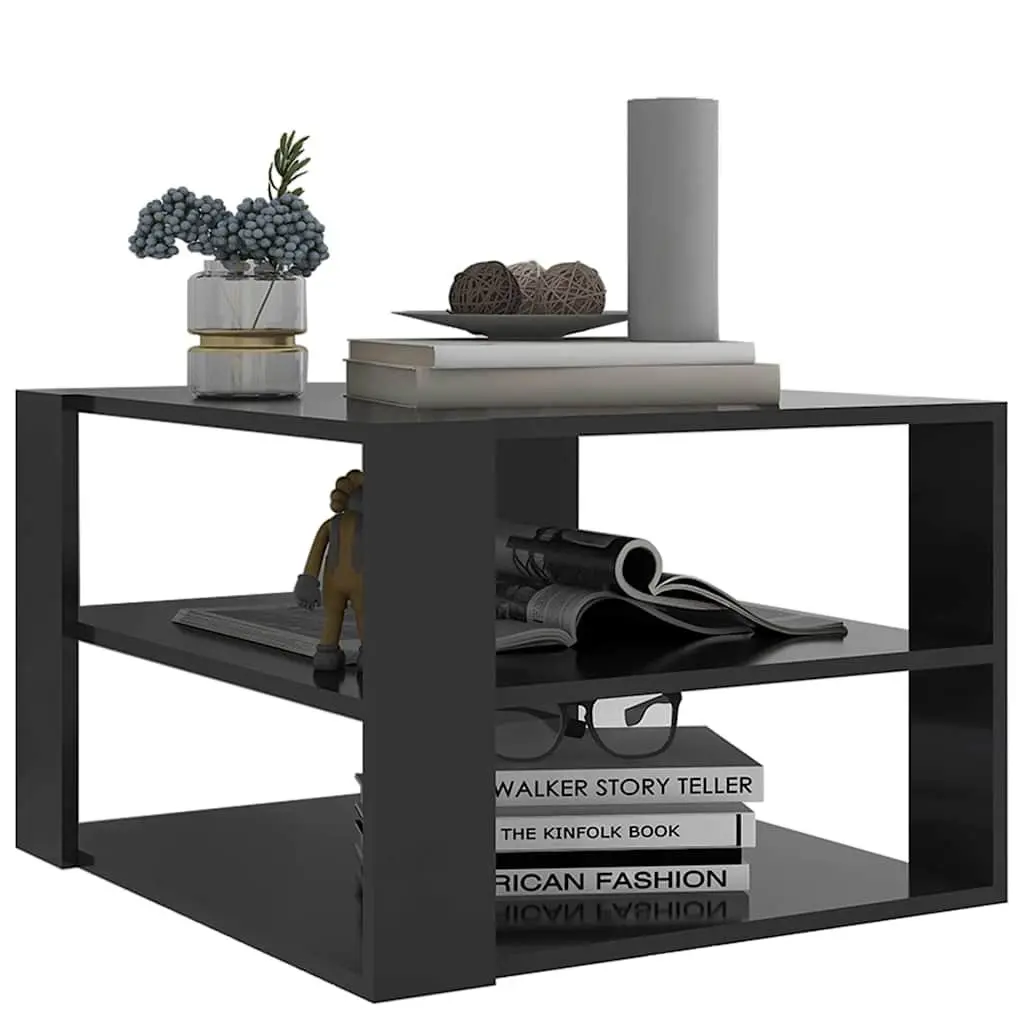 Coffee Table Grey 60x60x40 cm Modern Design Storage Shelf Living Room Furniture